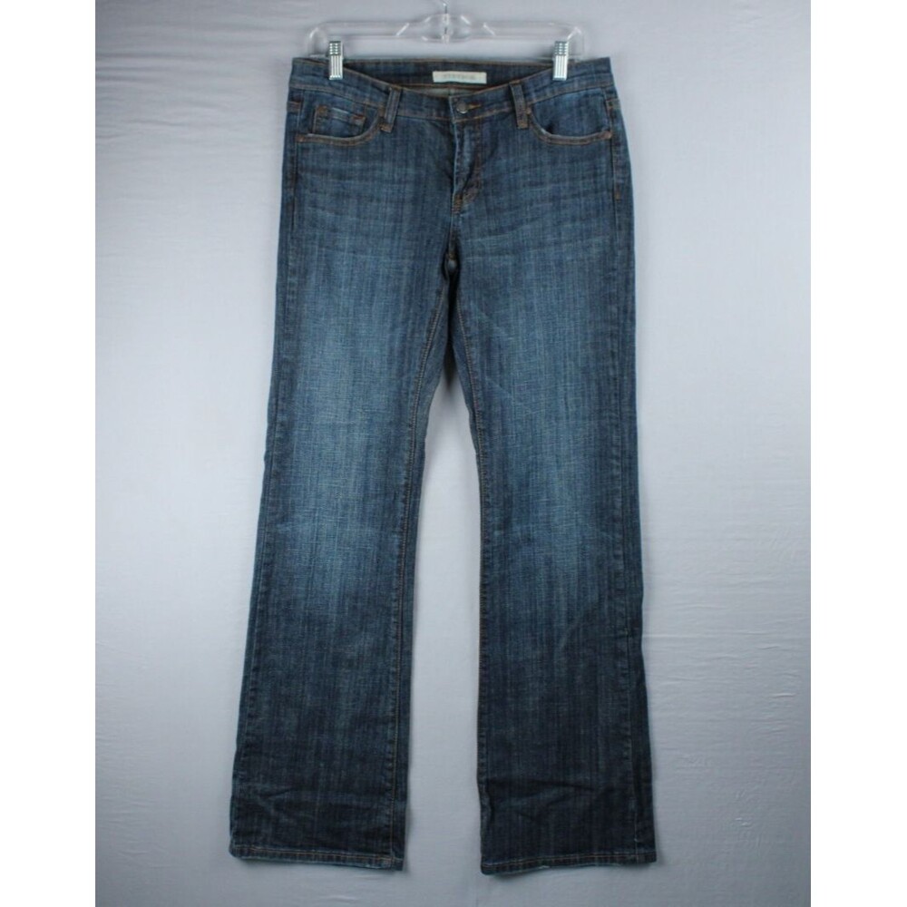 Stetson 816 Fit Jeans Classic Bootcut Size 8 Long S Back Pockets Blue Dark Wash